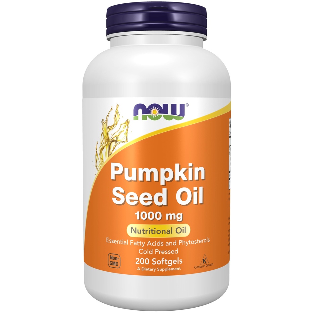 NOW Συμπληρώματα, Pumpkin Seed Oil 1000 mg με Απαραίτητα Λιπαρά Οξέα και Φυτοστερόλες, Ψυχρή πίεση, 200 Softgels