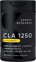 Sports Research CLA - 1250mg with Active Conjugated Linoleic Acid for Men and Women | Non-GMO, Soy & Gluten Free - 95% (180 Softgels)…