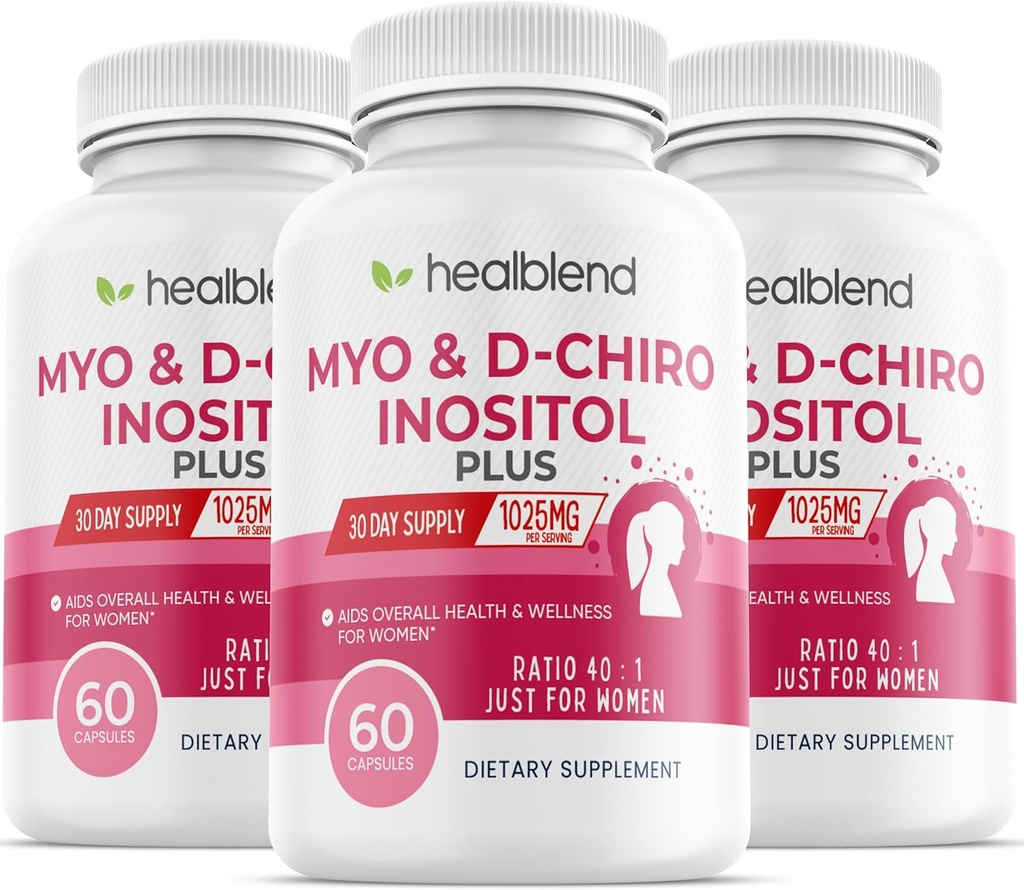 Myo & D-Chiro Inositol Plus συμπλήρωμα Blend, ορμονική ισορροπία, υγιής ωορρηξία & συνολική υποστήριξη ευεξίας για τις γυναίκες, γονιμότητα και την υγεία εγκυμοσύνης (3 Pack)