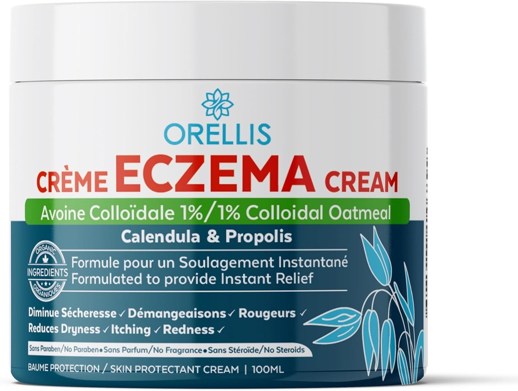 Κρέμα Eczema με οργανικό κολλοειδές βρώμη, Calendula & Propolis, φυσικό έκζεμα ανακούφισης προσώπου & σώματος. Άμεση ανακούφιση Itch, Δερματίτιδα Lotion Παιδιά & Ενήλικες. Έξαψη δέρματος.