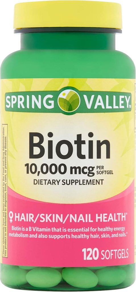 Spring Valley Biotin Dietary Supplement, 10.000 mg, 120 Softgels
