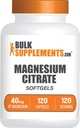 BulkSupplements.com Μαγνήσιο Citrate Softgels - Συμπλήρωμα μαγνησίου, Συμπλήρωμα κιτρικού μαγνησίου - Χωρίς γλουτένη, 1 Softgel ανά σερβίρισμα (40mg μαγνησίου), 120 Count (Pack of 1)