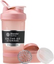 BlenderBottle Shaker μπουκάλι με Pill Organizer και αποθήκευση για την πρωτεΐνη σκόνη, κλασικό σύστημα V2 ProStak, 22-Ounce, Rose ροζ