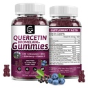 Quercetin Gummies with Bromelain 2378mg - Ανάμειξη με Elderberry, Echinacea Purpurea Extract, Ψευδάργυρος, Βιταμίνη C, D3, K2, Complex υποστηρίζει ανοσοποιητικό, καρδιοαγγειακό & αναπνευστικό, Vegan Gummy για ενήλικες & παιδί