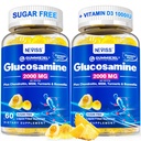 Χωρίς ζάχαρη Γλυκοζαμίνη Γέμισμα Gummies - συμπλήρωμα γλυκοζαμίνης Plus Chondroitin, MSM, Turmeric, Boswellia, Υαλουρονικό οξύ, βιταμίνη D3 & ψευδάργυρος, 120 Gummies, 60 Υπηρεσίες