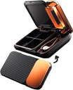 MURRI&MURRDI Pill Organizer και Crusher, Portable Pill Splitter και Cutter, Ιατρική περίπτωση 4 κύτταρα κάτοχος της βιταμίνης dispenser (D μαύρο)