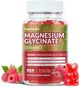 Γλυκινικό μαγνήσιο Gummies 1000mg, χωρίς ζάχαρη Συμπληρώματα μαγνησίου Κάλιο Μασώμενο για ενήλικες με L-Θρεονικό για τον ύπνο, την υποστήριξη του σώματος και την χαλάρωση, 90 Gummies σμέουρων