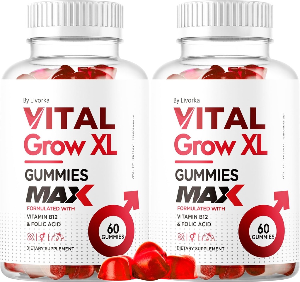 (2 Pack) Vital Grow XL Ανδρικές Γκάμιες - Ανδρικές Γκάμιες Απόδοσης 1050MG Vital GrowXL Blend, Vital Growth Gummy Advanced Gomitas Formula, 120 Γκάμιες για 2 Μήνες