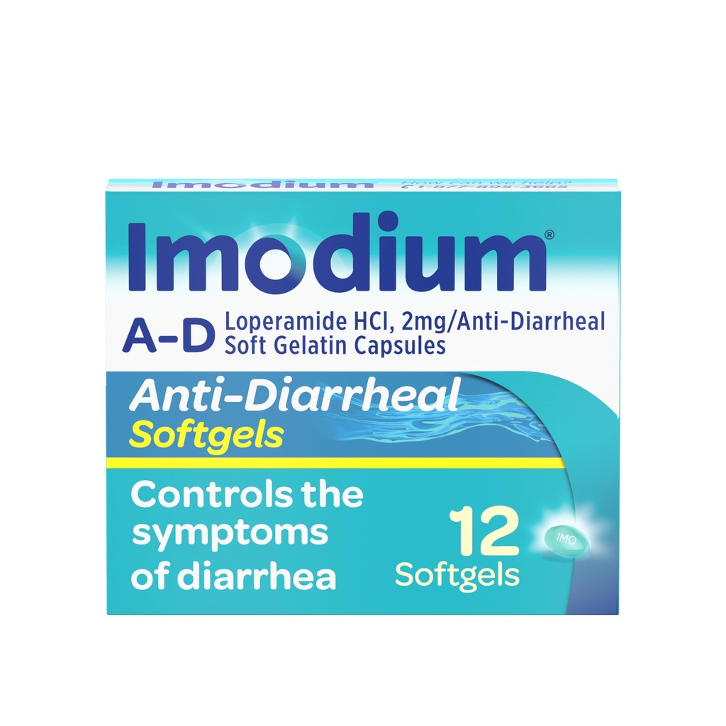 Imodium A-D Diarrhea Relief Softgels with Loperamide HCl, Anti-Diarrheal Medicine to Help Control Συμπτώματα Διάρροιας Λόγω Οξείας Διάρροιας Ταξιδιώτη, HSA/ FSA Επιλέξιμη, 12 ct