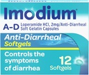Imodium A-D Diarrhea Relief Softgels with Loperamide HCl, Anti-Diarrheal Medicine to Help Control Συμπτώματα Διάρροιας Λόγω Οξείας Διάρροιας Ταξιδιώτη, HSA/ FSA Επιλέξιμη, 12 ct