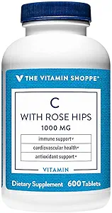 Η Βιταμίνη Shoppe Βιταμίνη C 1.000MG με Rose HIPS, Αντιοξειδωτικό που υποστηρίζει την ανοσοποιητική και καρδιοαγγειακή υγεία, Rose HIPS παρέχουν μια φυσική πηγή βιταμίνης C (300 δισκία)