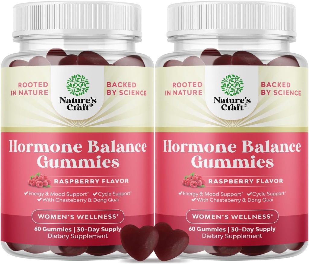 Ισορροπία ορμονών για τις γυναίκες Gummies όλων των ηλικιών - PMS συμπλήρωμα υποστήριξης για τις γυναίκες να ρυθμίσετε εμμηνορρυσιακό κύκλο & ορμονική ισορροπία Εμμηνόπαυση & Mood swings με βιταμίνη B6 & Dong Quai - 60 μάσημα - 2 συσκευασίες