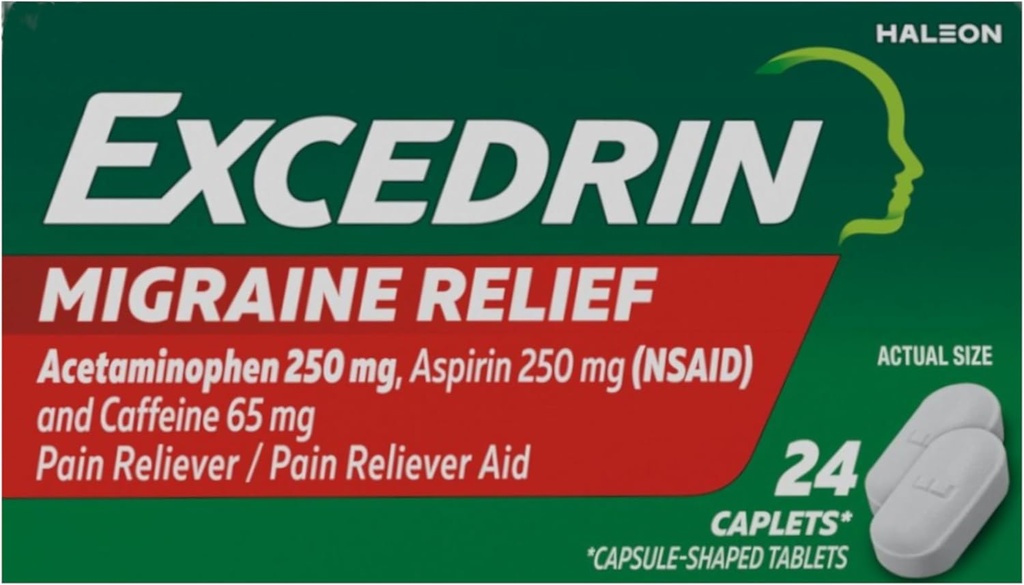Excedrin Migraine Pain Reliever Caplets 24 ea (πακέτο των 3)