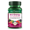 Προϊόντα καθαρότητας B-12 Energy Berry Lemonade Λιωμένο w/Super Fruits Methylcobalamin B12 - Βιταμίνες B6, D3, Φολικό οξύ και βιοτίνη - Υψηλή απορρόφηση Μεκοβαλβικά δισκία τήξης B 12-30