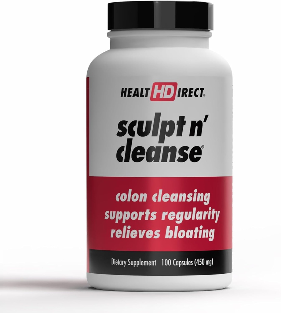 HEALTH DIRECT Sculpt n' Cleanse - Herbal Colon Cleanse for Digestive Health & Regularity - Natural Detox & Gut Flush Supplement - 100 Veggie Capsules