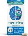 NEURIVA Brain + Συμπλήρωμα ματιών για Μνήμη, Εστίαση & Συγκέντρωση με Λουτεΐνη & Βιταμίνες A C E και Ψευδάργυρο για την Υγεία των ματιών & Ζεαξανθίνη στο Φίλτρο Μπλε Φως, 30ct Κάψουλες