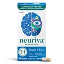 NEURIVA Brain + Συμπλήρωμα ματιών για Μνήμη, Εστίαση & Συγκέντρωση με Λουτεΐνη & Βιταμίνες A C E και Ψευδάργυρο για την Υγεία των ματιών & Ζεαξανθίνη στο Φίλτρο Μπλε Φως, 30ct Κάψουλες