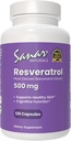 Sanar Naturals Resveratrol συμπλήρωμα 500 mg – Υποστηρίζει υγιή γήρανση, Γνωστική λειτουργία, και την υγεία της καρδιάς - Plant Based Trans Resveratrol - Vegan, μη ΓΤΟ, 120 κάψουλες