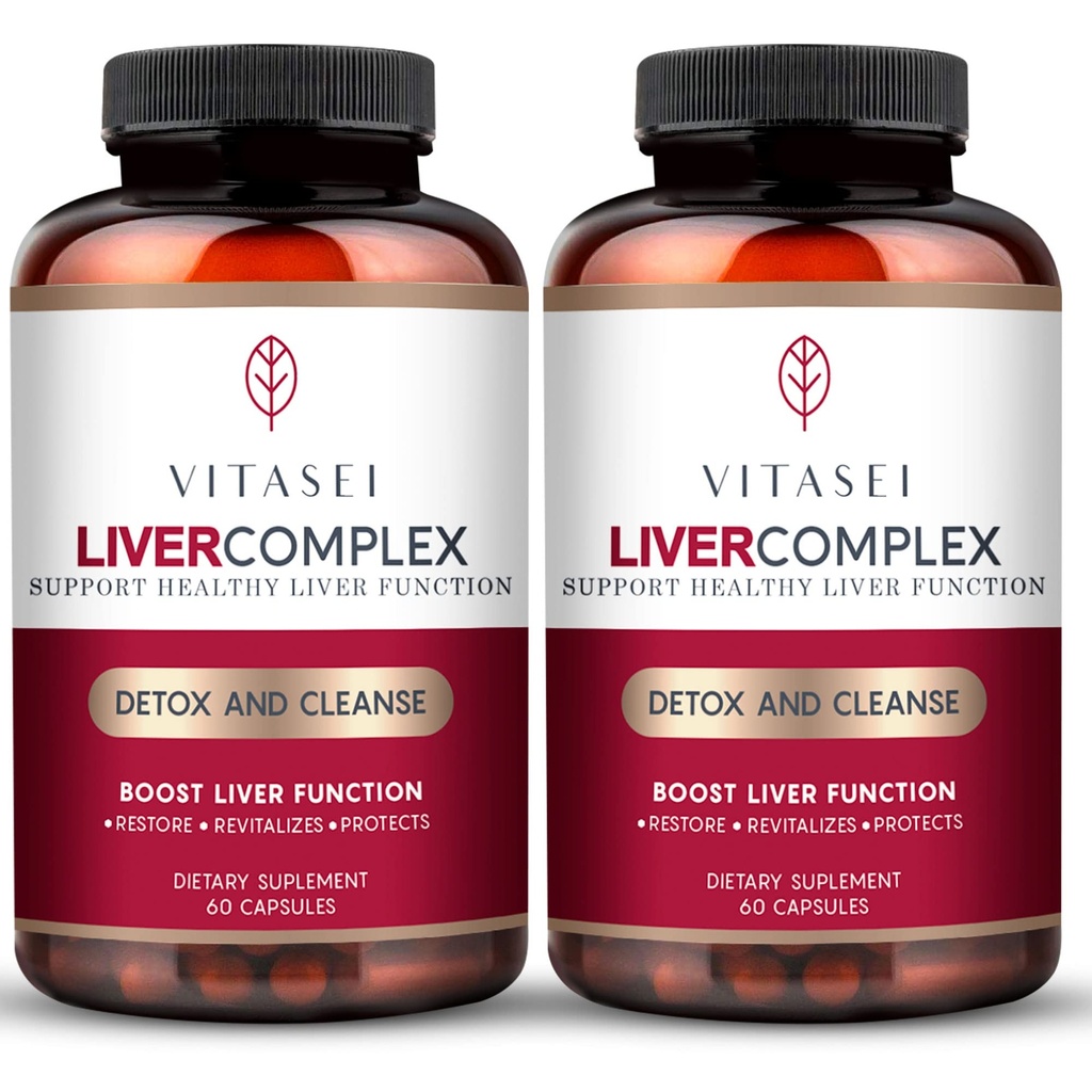 VITASEI Liver Cleanse Detox & Repair, Liver Complex W/Milk Thistle Extract, Garcinia, Curcumin C3, συμπλήρωμα βοτανικής διατροφής υποστήριξης, Detox Formula για γυναίκες & άνδρες, 60 κάψουλα (πακέτο του 2)