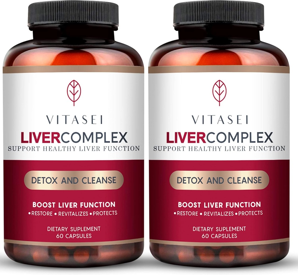VITASEI Liver Cleanse Detox & Repair, Liver Complex W/Milk Thistle Extract, Garcinia, Curcumin C3, συμπλήρωμα βοτανικής διατροφής υποστήριξης, Detox Formula για γυναίκες & άνδρες, 60 κάψουλες (πακέτο του 2)