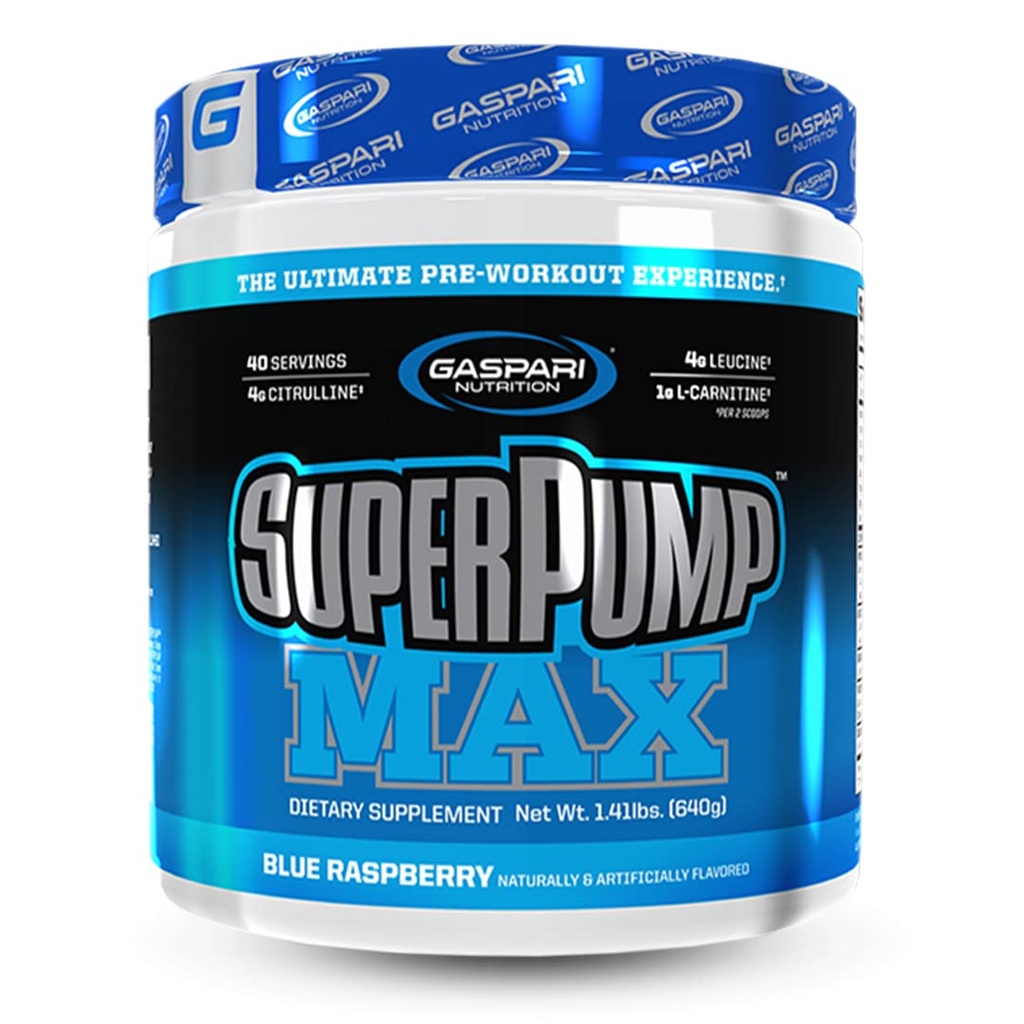 Gaspari Διατροφή SuperPump MAX, Το Ultimate Preworkout σκόνη, Παρατεταμένη Energy Preworkout, Nitric Oxide Booster, μυϊκή ανάπτυξη, ανάκτηση & Replenishes Ηλεκτρολύτες (40 Serving, Blue Raspberry Ice)