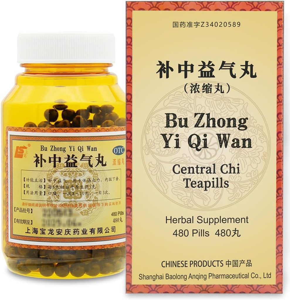 Bu Zhong Yi Qi Wan Herbal Supplement Pills 480 ct (60 Servings, Economy Size), Central Chi Teapills, Supports Healthy Spleen and Stomach