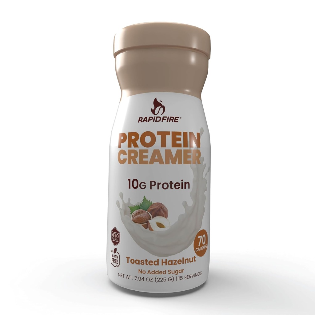 Creamer πρωτεΐνης, γεύσης φουντουκιού, Keto φιλικό, 10g πρωτεΐνης με βιταμίνες και ορυκτά, 15 μερίδες, μπορεί να ενισχύσει το μεταβολισμό και την αύξηση της ενέργειας, Multi, 7,94 Ουγγιά