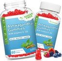 2 Πακέτο Ashwagandha Gummies με βιταμίνη D για γυναίκες & άνδρες, ζάχαρη δωρεάν Vegan 1000MG συμπλήρωμα Ashwagandha Gummy & βιταμίνη C, 120 Count