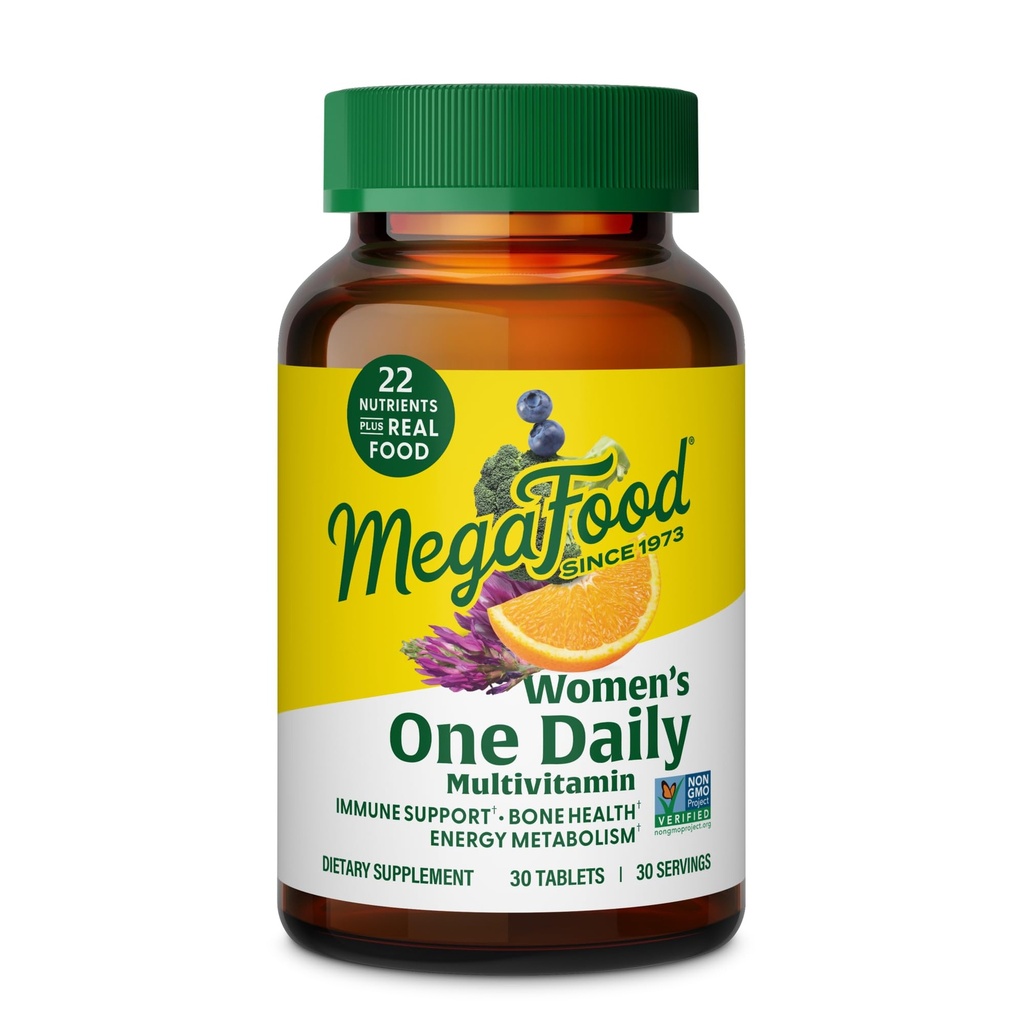 MegaFood Women Multivitamin One Daily - Πολυβιταμίνη για γυναίκες - Βιταμίνη C, Βιταμίνη D, Σιδήρου & Β Βιταμίνες - Οστό, Ενέργεια Μεταβολισμός & Ανοσολογική Υποστήριξη - Χορτοφαγική, Χωρίς Γλουτένη - 30 Tablets, 30 Σερβιέτες