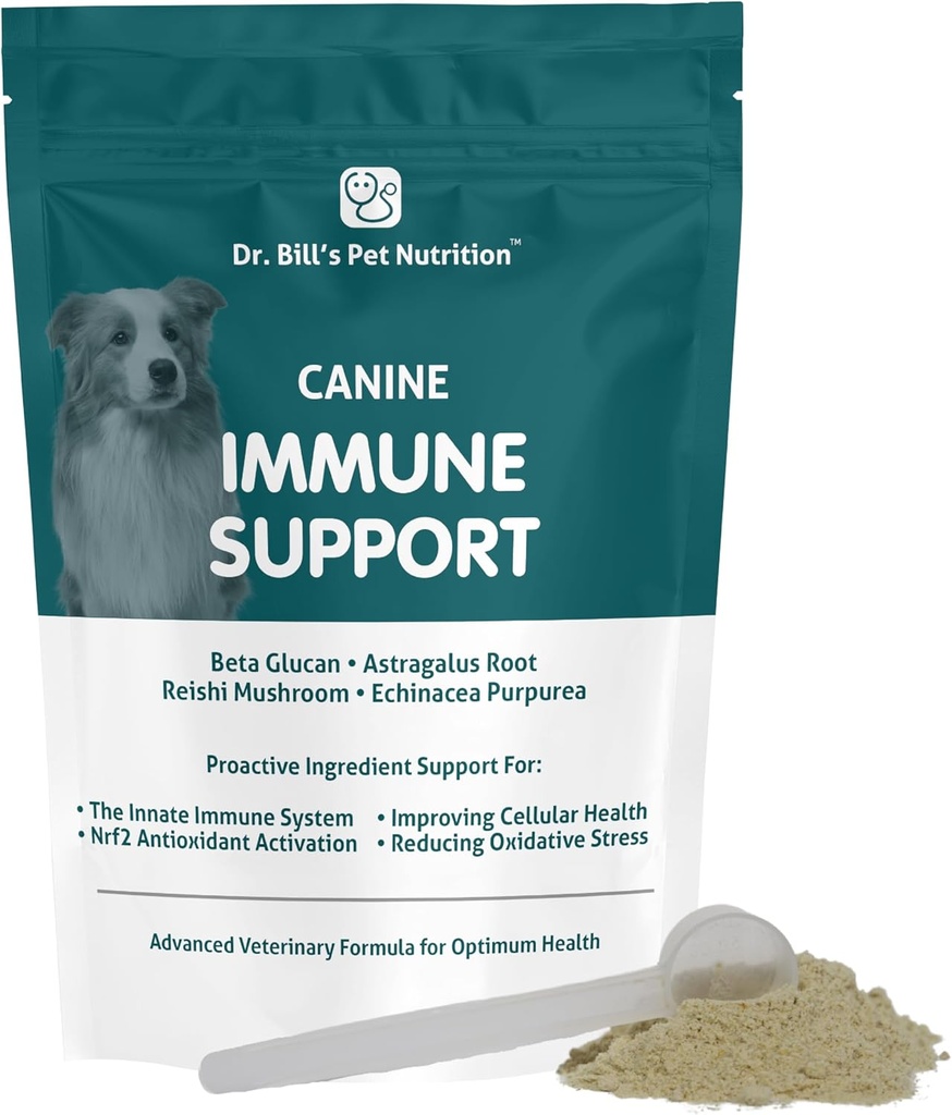 Dr. Bill’s Canine Immune Support | Boosts Dog Immunity and Health with Colostrum, Beta Glucan, Turkey Tail Mushroom, Zinc & Vitamin C | Powder Supplement for Dogs of All Ages