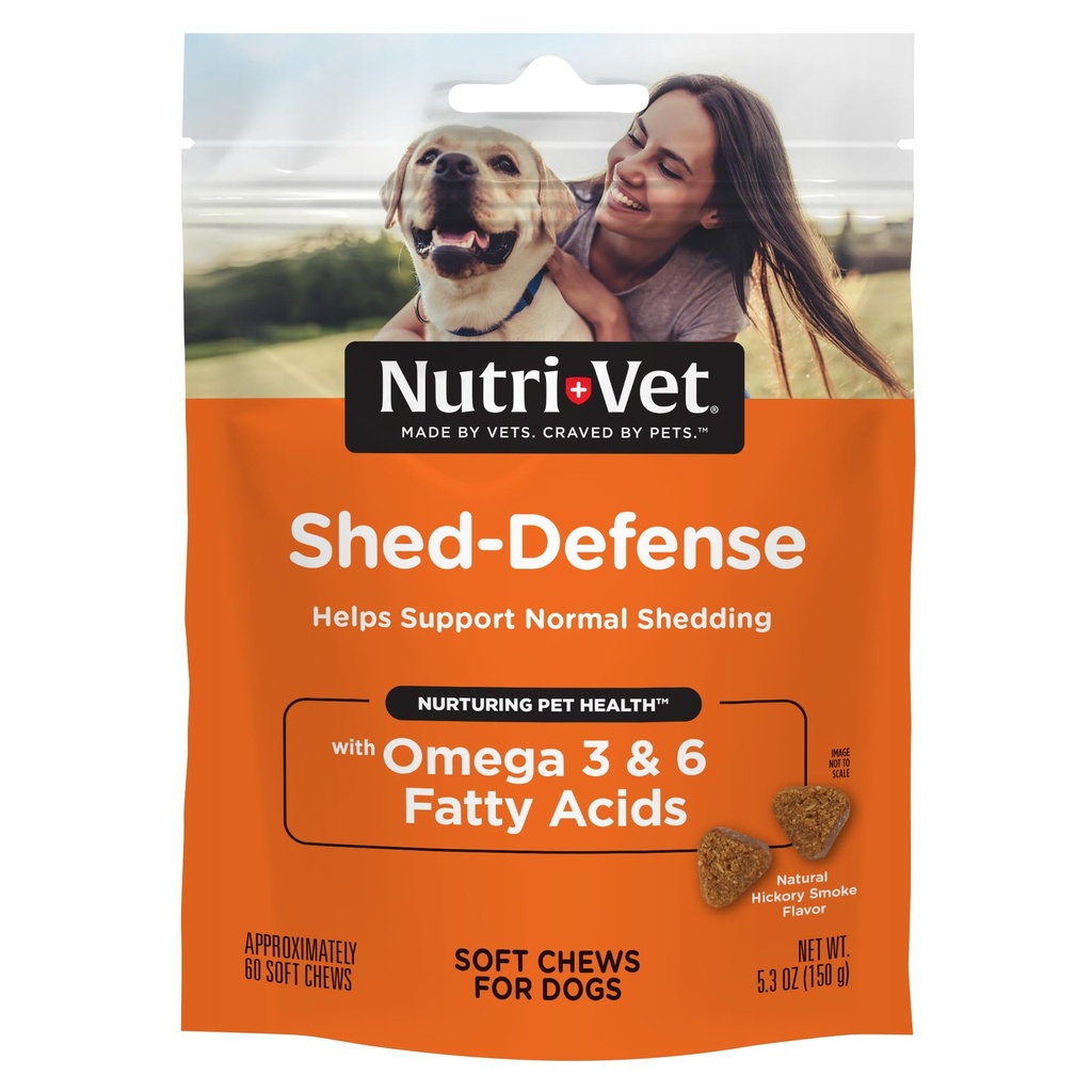 Nutri-Vet Shed Defense Soft Chews for Dogs, Skin and Coat Supplement for Dogs, Omega 3 from Fish Oil, Dry & Ichy Skin Relief treatment, Puppy Essentials, 60 μαλακά μάσημα