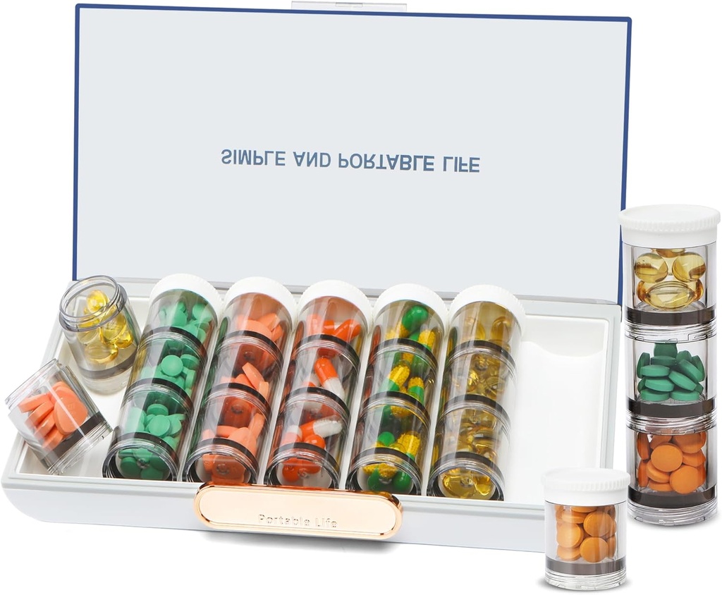 Toplive 3 φορές μια μέρα διοργανωτής Χάπια 7 ημέρα, Μεγάλος διοργανωτής ημερήσιων χαπιών, εβδομαδιαία ιατρική Βιταμίνη Organizer Box, Fish Oil συμπλήρωμα αποθήκευσης Organizer, Χωριστό ταξιδιωτικό χάπι εμπορευματοκιβώτιο, λευκό