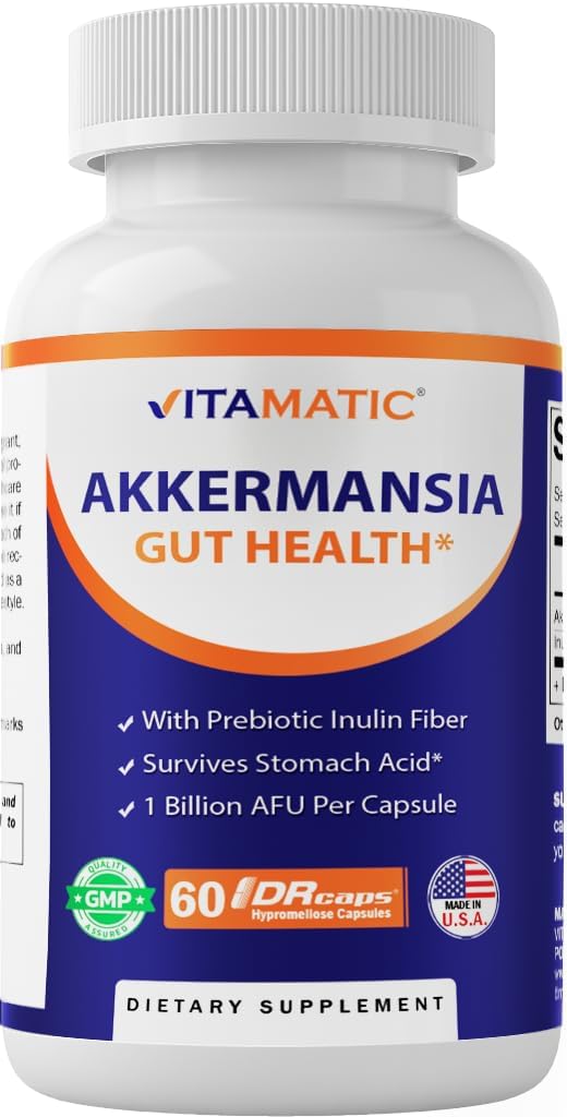 Vitamatic Akkermansia Muciniphila Gut Health - 60 DR Κάψουλες (με καθυστέρηση) - Φτιαγμένα με προβιοτικές Ίνες Ινουλίνης