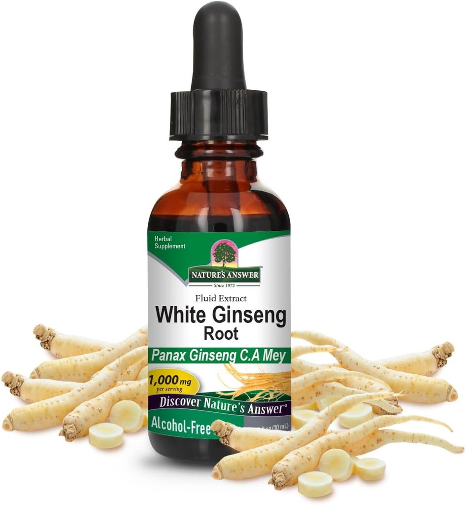 Απάντηση της φύσης Λευκό Ginseng ρίζα αλκοόλ Δωρεάν 1 ρευστή ουγγιά 