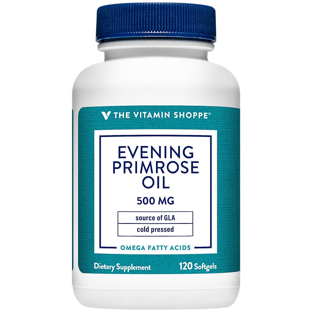 The Vitamin Shoppe Evening Primrose Oil 500mg - GLA Omega-6 | Women's Hormonal Balance | 120 Softgels | Cold-Pressed