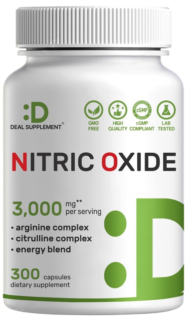 Nitric Oxide Booster 3.000mg ανά υπηρεσία, 300 κάψουλες – 12 σε 1 συμπλήρωμα νιτρικού οξειδίου – Arginine & Citrulline Complex with Energy Blend – Marshmallow Root – Προάγει τη ροή θρεπτικών ουσιών στους μυς & καρδιά