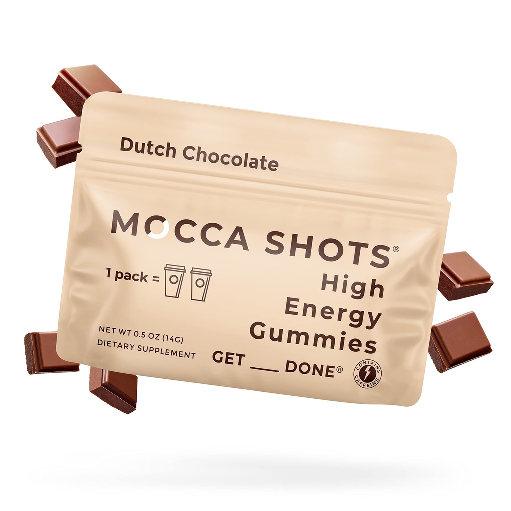 SGC Highest Concentration 100mg Caffeine per Gummy, 2 Gummies per Pack, 12-Pack Mocca Shots Dutch Chocolate Plant-Based Instant Energy with Herbal nootropics