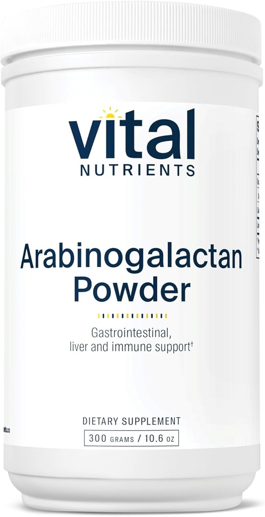 Vital Nutrients Arabinogalactan Powder | Vegan Prebiotic Fiber Supplement for GI Health, Liver, and Immune Support* | Gluten, Dairy, Soy Free | Non-GMO | 300g