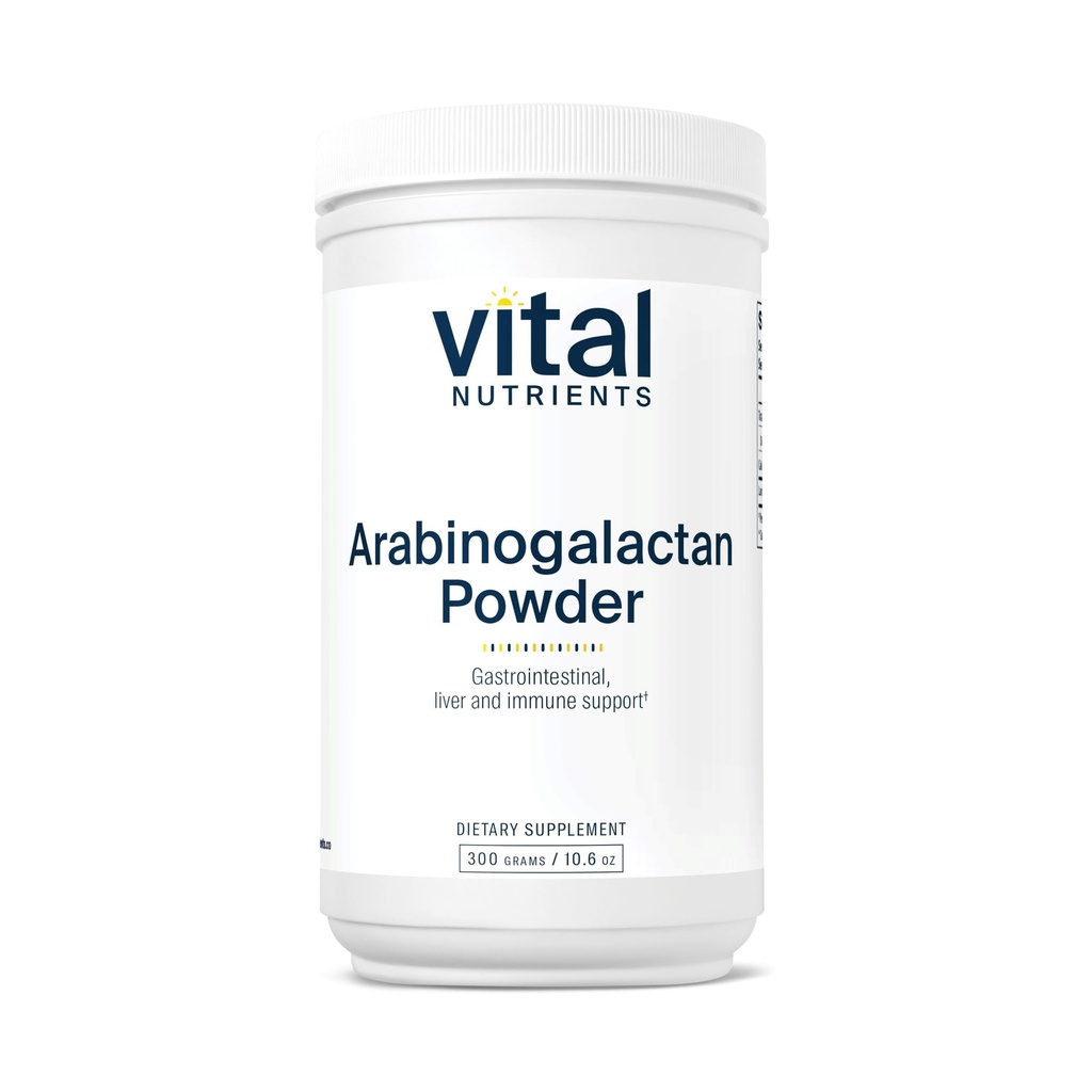 Vital Nutrients Arabinogalactan Powder - Vegan Prebiotic Fiber Supplement for GI Health, Liver, and Immune Support* - Γλουτένη, Γαλακτοκομικά, Χωρίς Σόγια - Μη ΓΤΟ - 300g