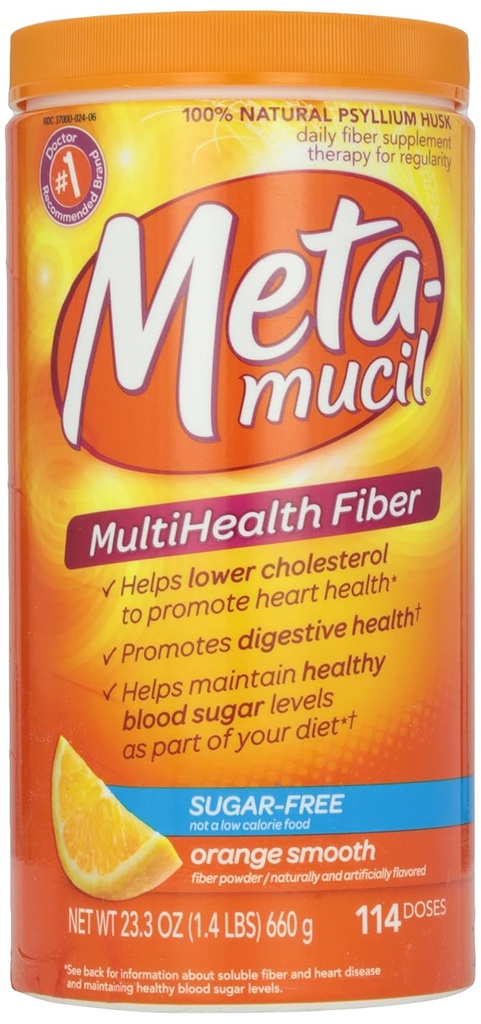 Metamucil, Smooth Texture, Sugar Free, Orange,Powder, 23.4 oz