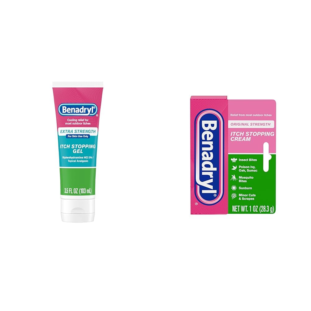 Benadryl Anti-Itch Gel & Cream Bundle με Δηλητήριο Ivy Relief, Αναλγητικό για Εξωτερική φαγούρα, 3 Προϊόντα