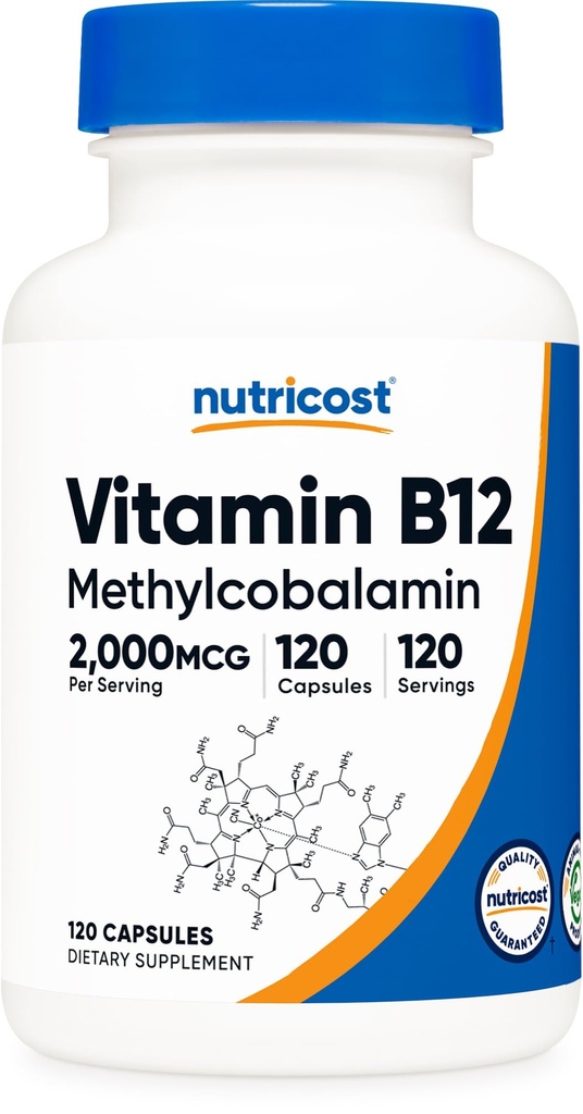 Nutricost Vitamin B12 (Methylcobalamin) 2000mcg, 120 κάψουλες - Χορτοφαγικά Caps, μη ΓΤΟ, συμπλήρωμα χωρίς γλουτένη B12