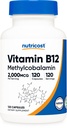 Nutricost Vitamin B12 (Methylcobalamin) 2000mcg, 120 κάψουλες - Χορτοφαγικά Caps, μη ΓΤΟ, συμπλήρωμα χωρίς γλουτένη B12