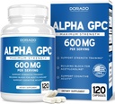 Alpha GPC Choline Capses - 120 Count, 600mg Services (Βοήθεια Υποστήριξης Τρένων που υποστηρίζει εστίαση, μνήμη, κίνητρο, & ενέργεια (Τρίτο μέρος δοκιμαστεί, Vegan ασφαλές κατασκευασμένο στις ΗΠΑ) συμπλήρωμα υποστήριξης εγκεφάλου