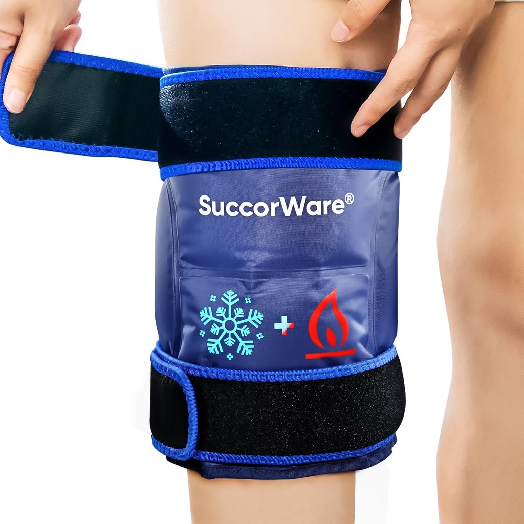 Knee Ice Pack Wrap for Injuries Reuseable - Ζεστές & κρύες σακούλες τζελ για το πόδι, πίσω, ώμοι, χέρια, αγκώνες τραυματισμοί, ανακούφιση πόνου, πρήξιμο, χειρουργική αντικατάσταση γονάτων ( Ναυτικό Μπλε)