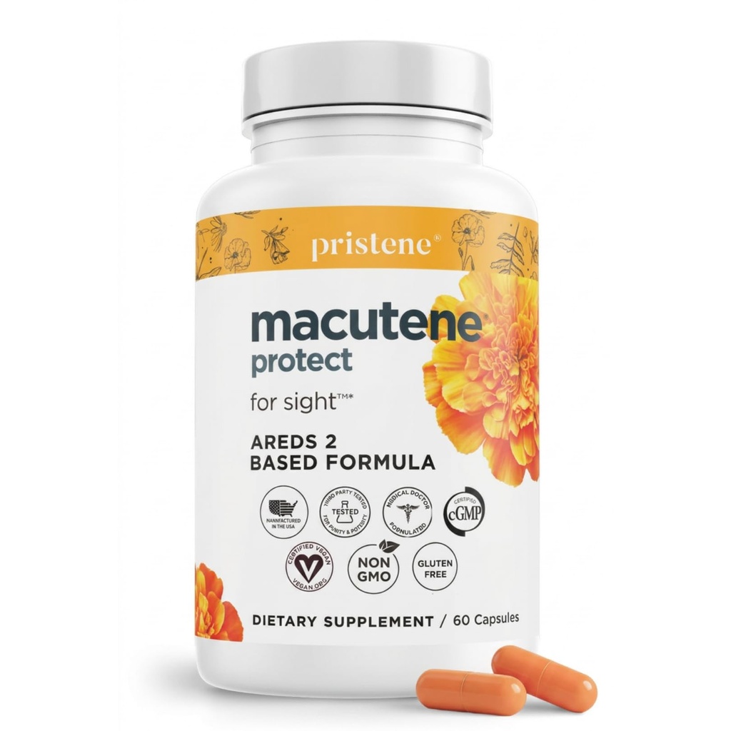 Macutene Protect Eye Vitamins for Macular Support Areds 2 with Lutein and Zeaxanthin Supplements (25mg/5mg) – Doctor Formulated Bilberry Supplement for Eyes, Lab Tested, Vegan (60 Capsules)