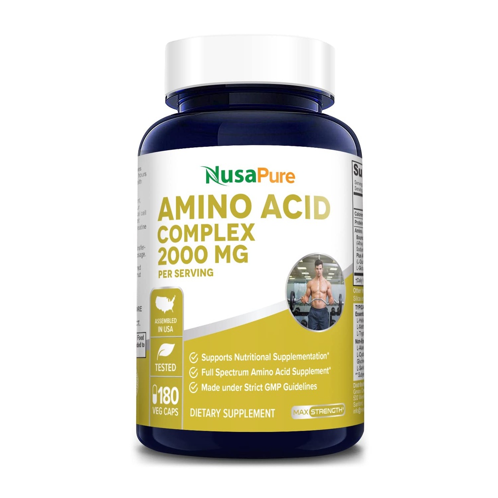 NusaPure Amino Acid Complex Blend 2000 mg-180 Caps (Μη ΓΤΟ, Χωρίς γλουτένη)