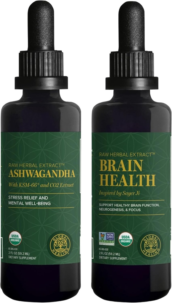 Global Healing Center Ashwagandha & Kit για την υγεία του εγκεφάλου - Ashwagandha Complex, υποστηρίζει διάθεση, λειτουργία