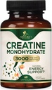 Creatine Monohydrate Κάψουλες 3000mg – Best Micronized Creatine Powder - Υποστηρίζει Lean Μύες, Δύναμη, Ενέργεια, & Αντοχή - Συμπλήρωμα Φύσης, Μη ΓΤΟ, Χωρίς Γλουτένη για γυναίκες & άνδρες - 60 Κάψουλες