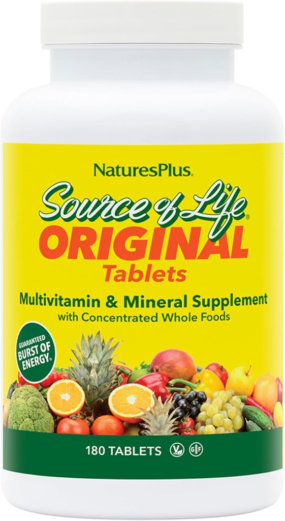 NaturesPlus Πηγή ζωής - 180 δισκία, πακέτο των 2 - Multi-Βιταμίνη & Mineral συμπλήρωμα - Υποστηρίζει τη φυσική ενέργεια & τη συνολική ευεξία - Χωρίς γλουτένη, χορτοφαγικά - 40 Σύνολο εξυπηρετήσεων